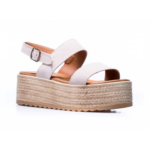 Δερμάτινο Flatform Πέδιλο Nude – Capri