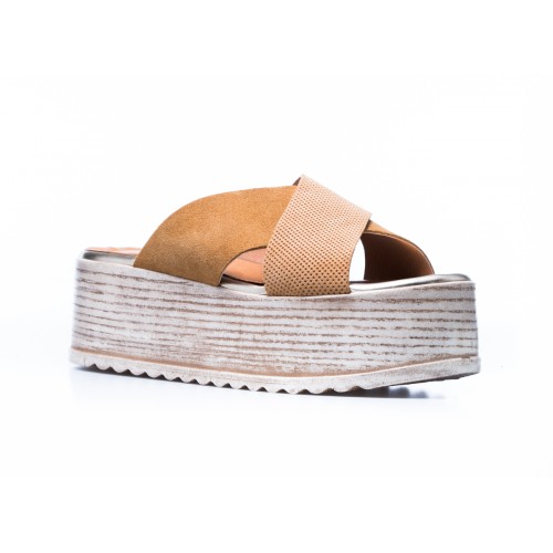 Δερμάτινο Flatform Πέδιλο Χιαστί Ταμπά – Capri