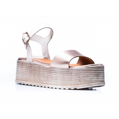 Δερμάτινο Flatform Πέδιλο Nude/Χαλκός – Capri