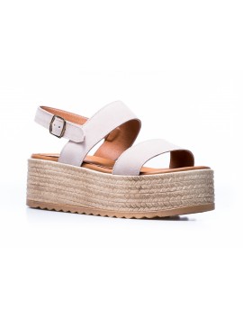 Δερμάτινο Flatform Πέδιλο Nude - Capri